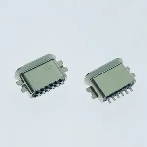 TYPE-C沉板防水母座 6P下沉0.8-1.2-1.6MM 主体6.7MM 锌合金外壳