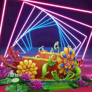 供应玻璃钢房地产景观美陈莲花巡游车雕塑