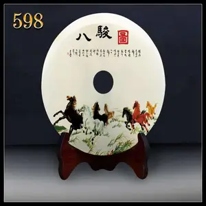 广东供应玉石平安扣摆件 玉璧创意玄关石头装饰品