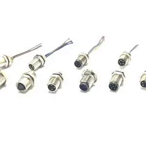 航空防水插头M8-3芯4芯5 6 8针/孔 母头/公头法兰座传感器连接器