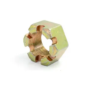 M16*1.5细牙六角开槽螺母 H彩锌镀锌花母 开花螺帽