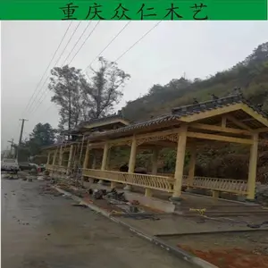 道真樟子松现代长廊 仿古彩绘长廊 防腐木亭子游廊施工安装 众仁木艺