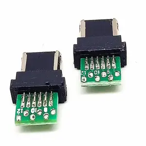 三星12PIN焊线公头 LG 半包 MINI USB 12P带板 12个焊点 带接地
