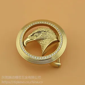 3D鹰头镶钻腰带扣 不锈钢包金皮带头加工定制厂家