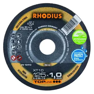 供应富来维特切割片FLEXOVIT切割片进口RHODIUS罗迪斯角磨片125*1.0*22.2专用不锈钢超薄切割片