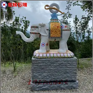 台湾客户汉白玉六牙大象总高2.5米花岗石吉象包吊装