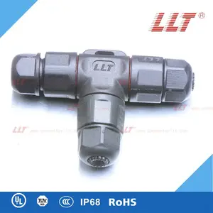 现货供应L20三通防水连接器T型防水接头螺丝锁线2-4P接线盒IP68