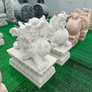 石雕貔貅一对汉白玉看门***庭院别墅汉白玉***商场门口摆件定制