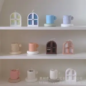 ins韩国马克杯香薰石膏杯垫杯子蜡烛硅胶模具diy烛台摆件手工滴胶