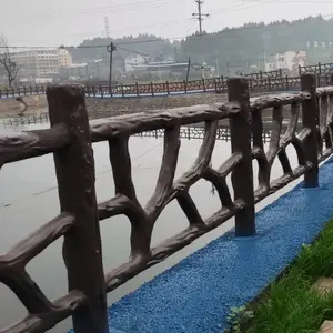 供应农村堰塘仿木栏杆 河堤古镇景区仿树藤仿木纹