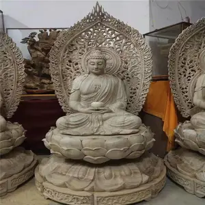 正圆工艺供应寺庙大殿木雕三宝佛 玻璃钢贴金彩绘佛像