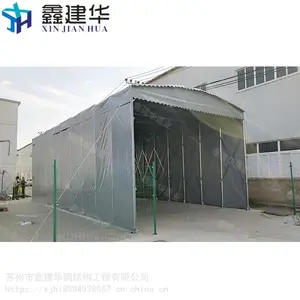 东莞多用途伸缩推拉蓬制作厂家_临时仓库雨棚安装搭建