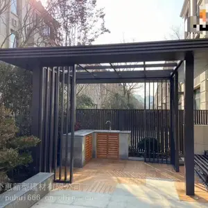 花园中式木纹铝合金凉亭_简约大气四角凉亭批发供应