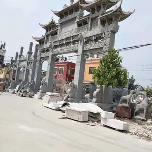 厂家直销村庄花岗岩三门石雕牌坊