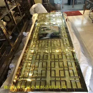 高端会馆不锈钢装饰 不锈钢钛金屏风 不锈钢黑钛屏风 金色不锈钢屏风定制厂家