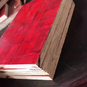 湖南橙天 红色双覆膜 席面 定制出口款 高品质 加料加压加胶 1220*2440*15MM 全薄帘实芯竹胶板