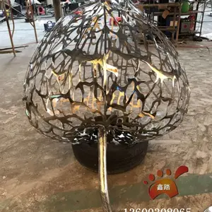 植物园不锈钢灯笼果【菇娘果】雕塑，仿真不锈钢水果雕塑效果图