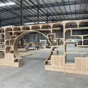 实木博古架 实木酒柜屏风柜 新中式玄关隔断双面储物展示柜