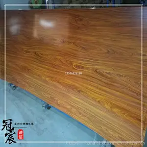 不锈钢仿真木纹热转印彩色不锈钢板 商品房木纹模压门板价格
