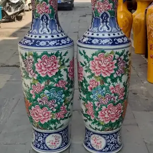 景德镇陶瓷器落地大花瓶 手绘人物粉彩百子童子闹春瓷瓶客厅装饰品摆件