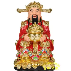 五路财神·文武财神彩绘贴金树脂玻璃钢河南佛像厂直销
