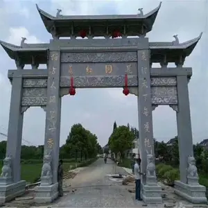现代陵园石牌坊雕刻类型 墓地花岗岩石牌楼按图纸雕刻