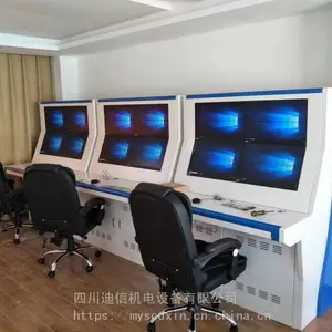监控操作台单联双联三联琴台定制 指挥中心调度控制台 嵌入式机柜