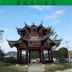 潼南户外防腐木凉亭 芬兰木仿古凉亭 家用现代亭子施工安装 众仁木艺