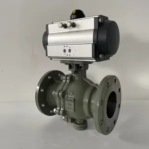 DN100气动铸钢球阀 Q641F气动球阀