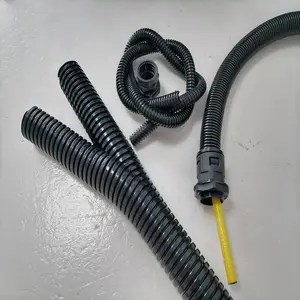 AD16对开口式尼龙软管 PP双层剖开自锁式蛇皮管双拼阻燃波纹管