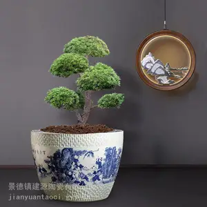 生产手绘陶瓷大缸厂 山水图案庭院景区种树缸 90cm口径风水缸