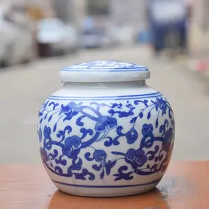 青花瓷中药罐子 药材储物坛 高温密封茶叶罐 生产各种储物瓷坛罐