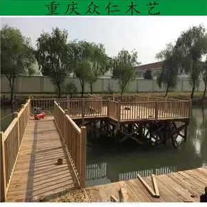 广安公园实木栏杆栈道 碳化木花架 樟子松地板施工安装 众仁木艺