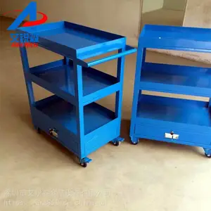 三层铁板工具车-简易层板工具车-多功能车间工具车供应商