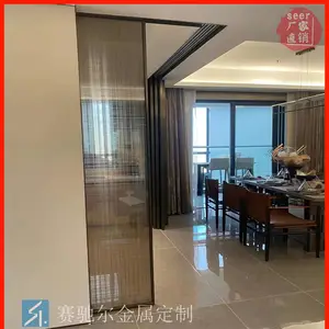 供应海州区餐饮店布艺折叠屏风隔断量尺安装 赛驰尔中空玻璃隔断墙加工定制