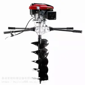 单人手推式打坑机 汽油四冲程挖坑机 工地小型地钻