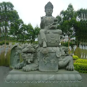寺庙***青石雕刻文殊普贤菩萨佛像 石材地藏王人物像