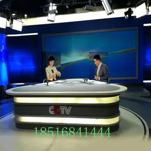 电视台播音桌 主持人直播桌 新闻演播台 媒体室导播桌 主播桌定制
