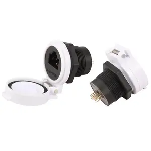 龙仕RJ45防水翻盖连接器 螺纹固定 / 多色定制 工业场景网络连接耐用***