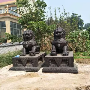大型抗风化门狮_造来雕塑企业门狮_中式纯铜门狮定制