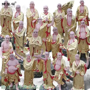贴金站款十八罗汉佛像 彩绘十八尊者佛像图片 十八罗汉神像雕塑厂家