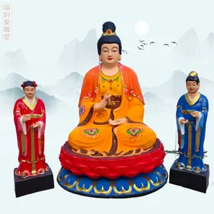 三圣母雕塑2米坐莲老母二郎神妹妹杨婵玻璃钢佛像摆件