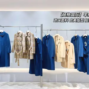 娅格国际双面羊绒大衣欧韩时尾货折扣 品牌女装大码羊毛外套直播实体供应链