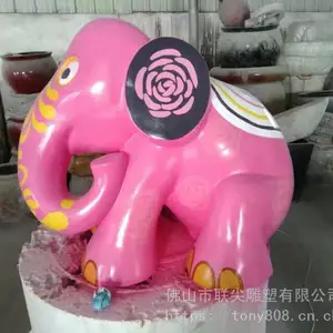 联尖动物雕塑厂家 地产景观雕塑 彩绘大象雕塑摆件