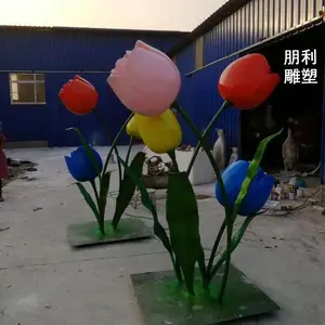 喇叭花雕塑图片 锻造工艺 烤漆喇叭花雕塑厂家