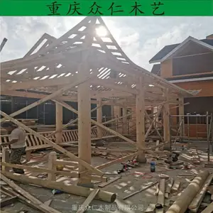 垫江仿古实木亭子游廊 樟子松古代烟雨长廊 设计安装 众仁木艺