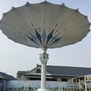 优亿膜结构电动景观开合伞安装 设计 12米大型景观伞