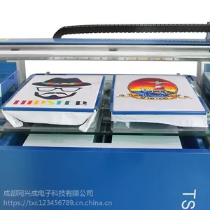 T血、帽子专业服装彩印UV打印机智能平板印刷机双工位玻璃平台