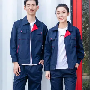 广州薄款长袖防晒工作服套装男 全棉夏季工作服男工厂工地厂服