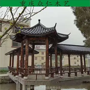 景区仿古实木亭子长廊 防腐木游廊 传统木结构长廊施工安装 众仁木艺